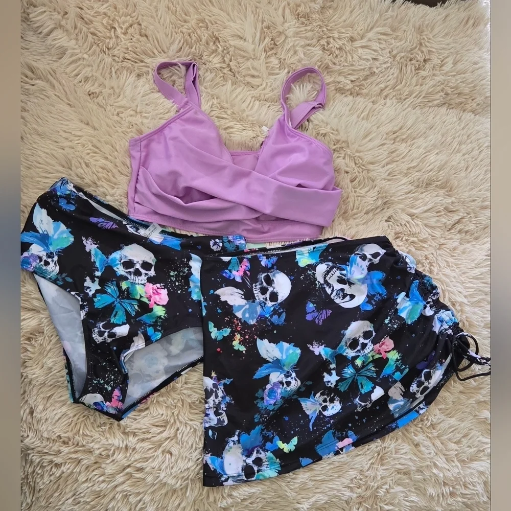 DRESSFO Women's High Waisted Bikini with Cover Up Skirt #887 - Picture 2 of 11